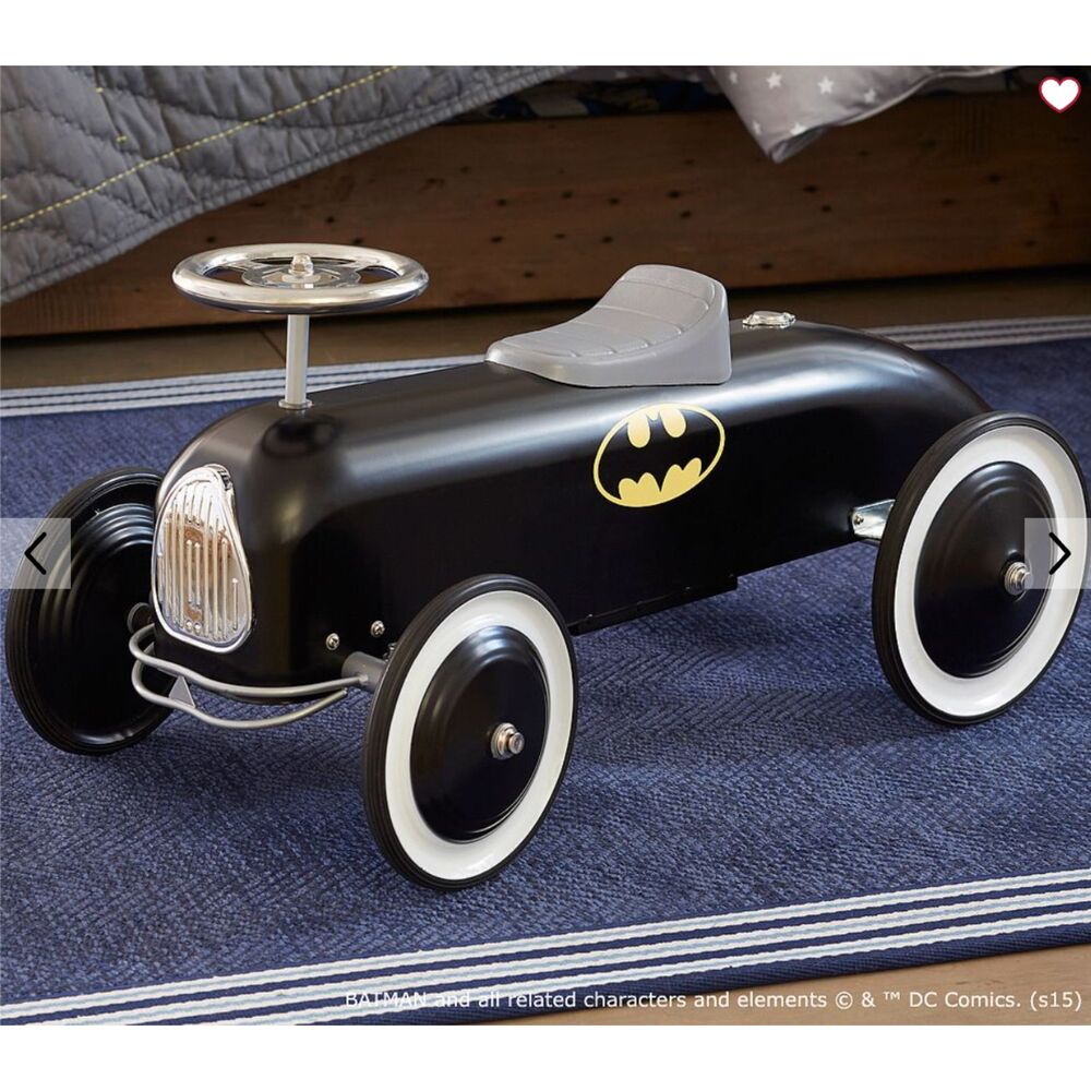 RARE - HTF - Pottery Barn retro vintage style Batman Batmobile Ride-On